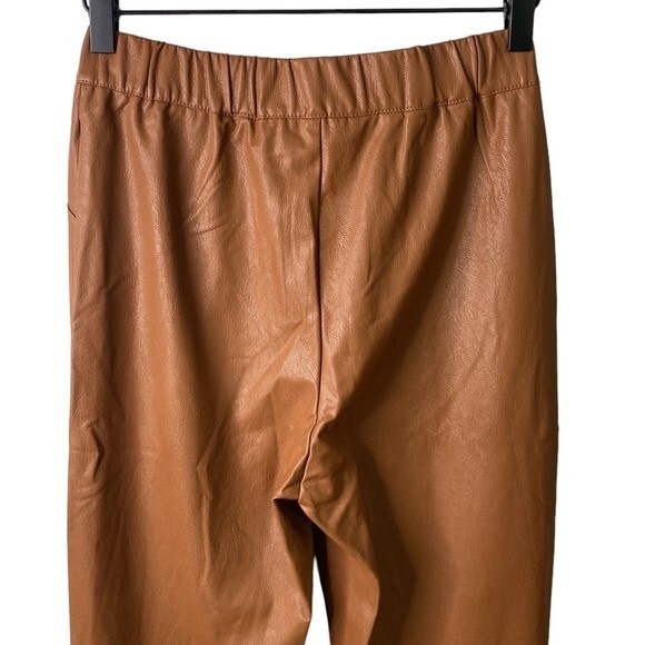 Lulus Camel Way To Cool Vegan Leather High-Waist Legging Zip Hem Stretch Pull-On - Picture 9 of 16